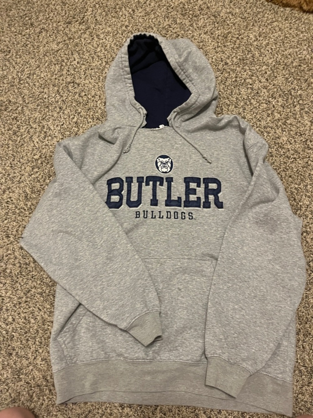 Pro Edge Gray Hooded Sweatshirt with Navy Butler Logo
